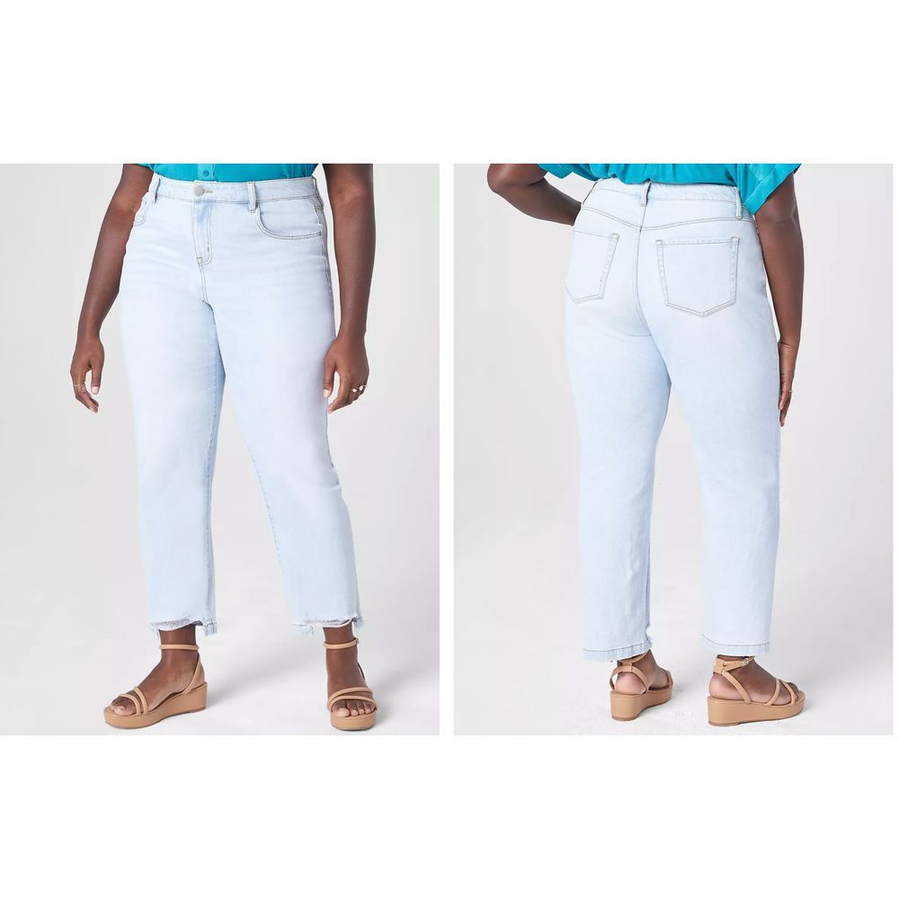 Lane Bryant Jeans Sz 14 Magic Waistband Mid-Rise Authentic Straight‎ Ankle Light